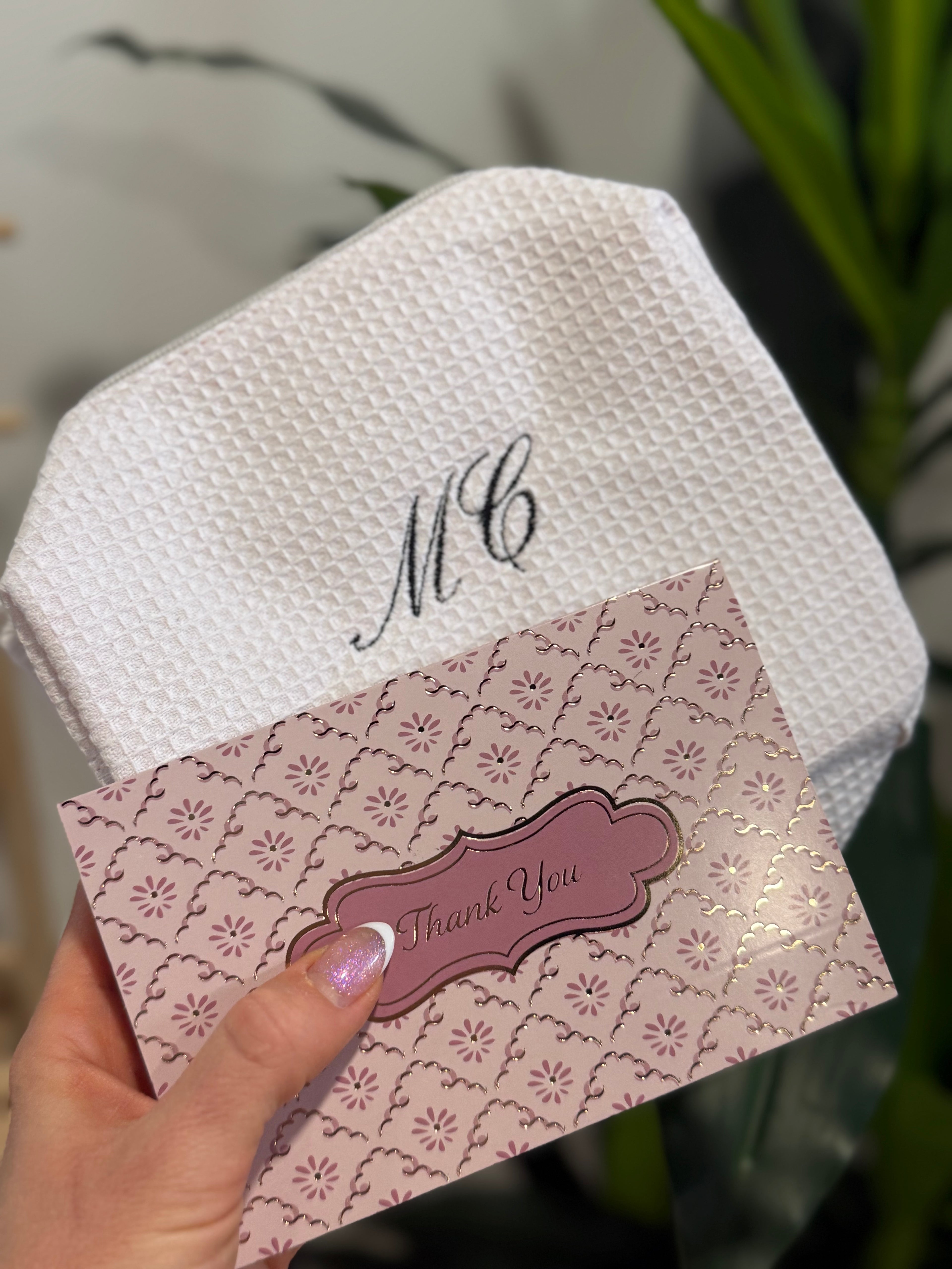 Monogramed Waffle Pouch
