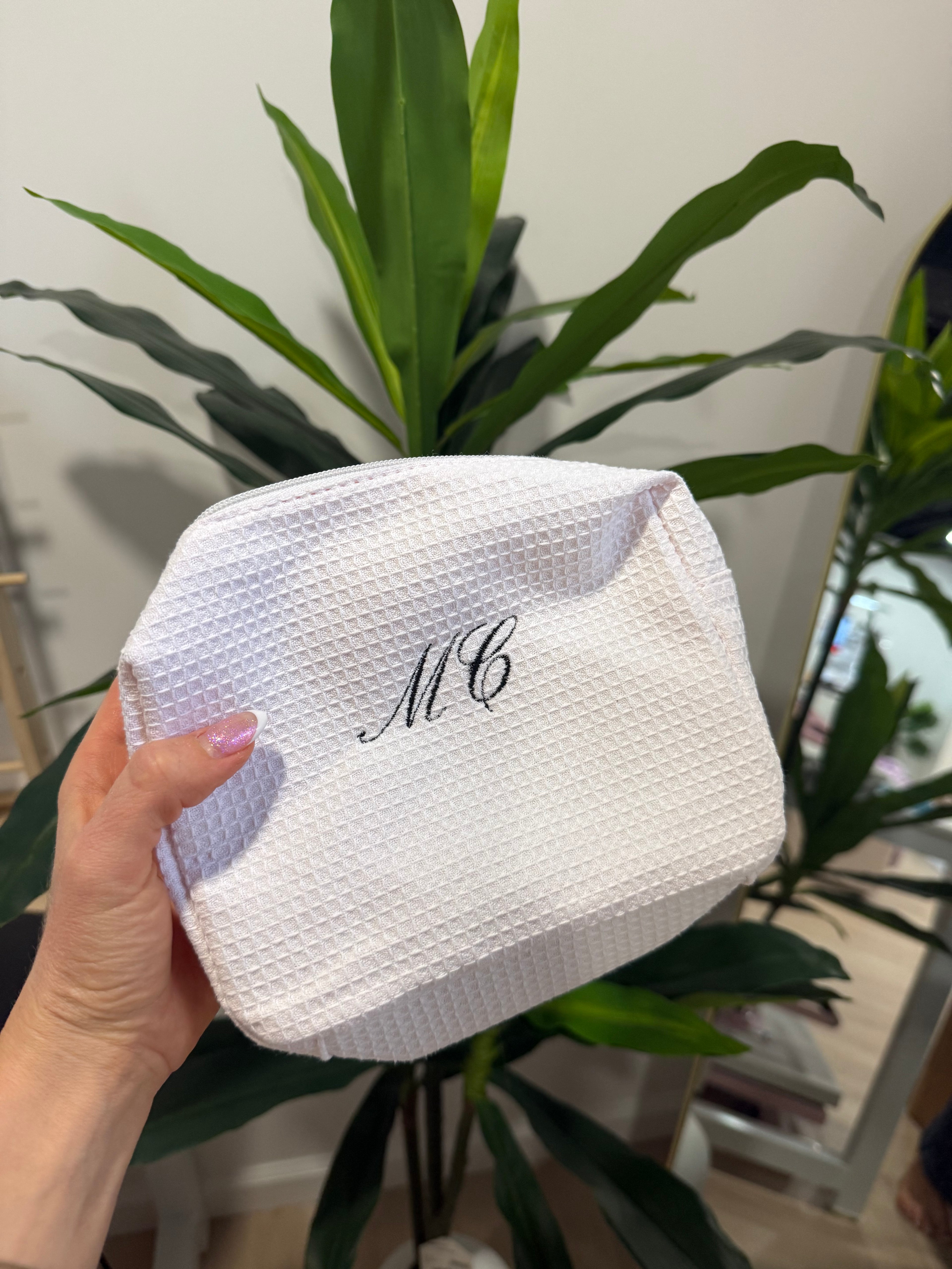Monogramed Waffle Pouch