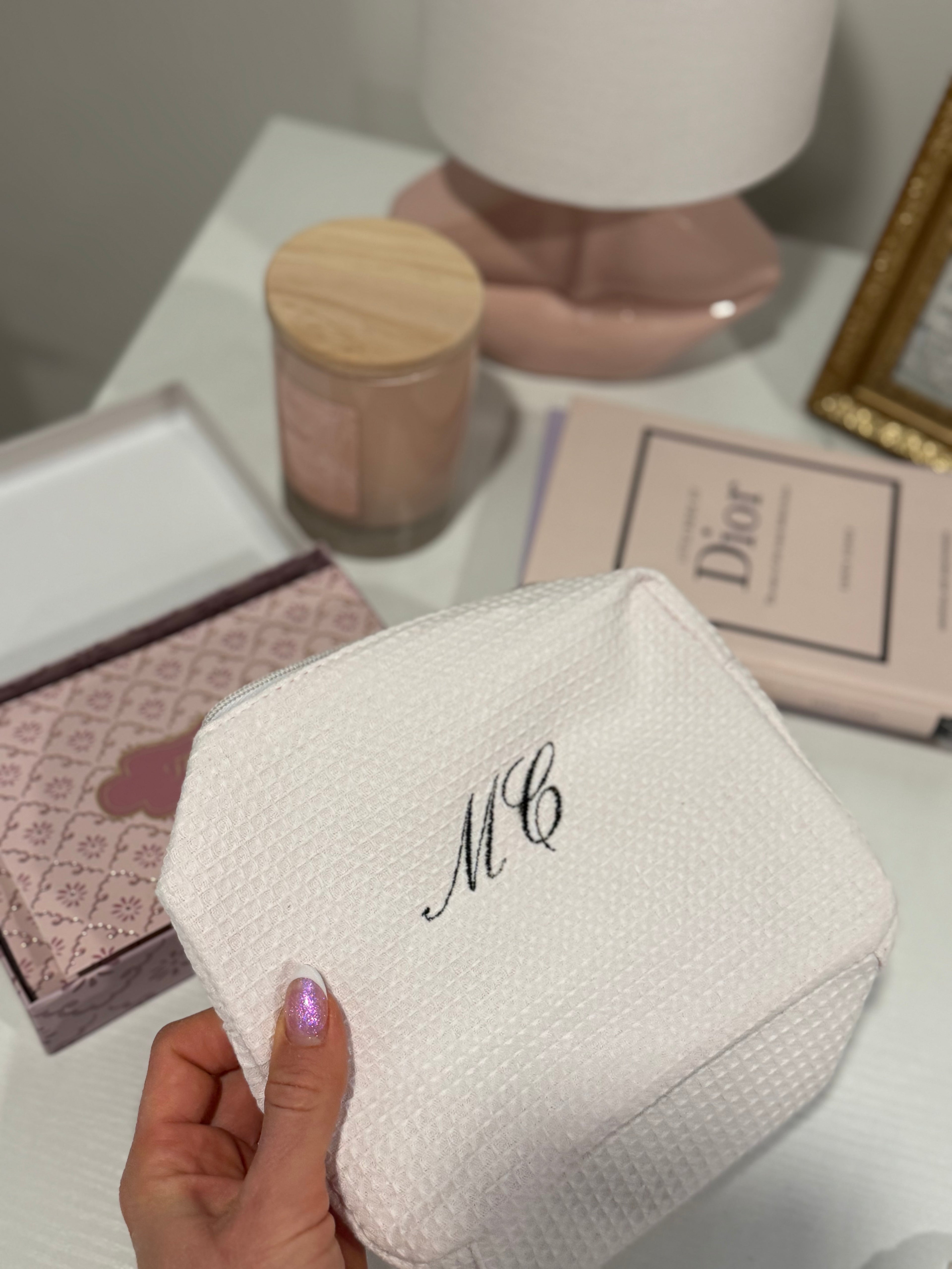 Monogramed Waffle Pouch